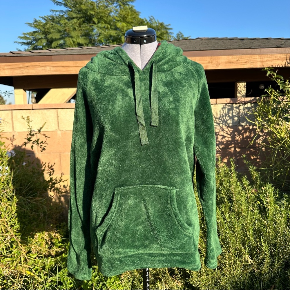 Youmita Fuzzy Dark Forest Green Oversized Hoodie with Bear Ears Size Large